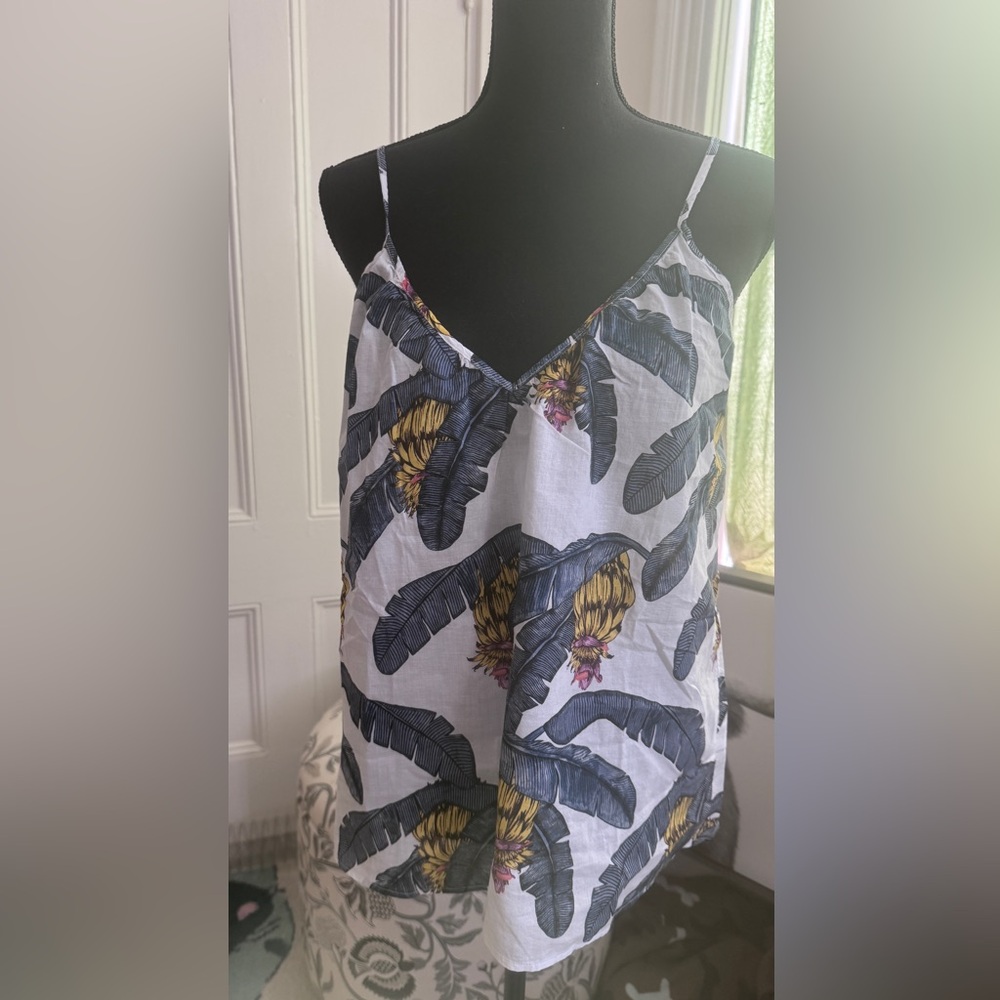 Tropical Print Spaghetti Strap Top